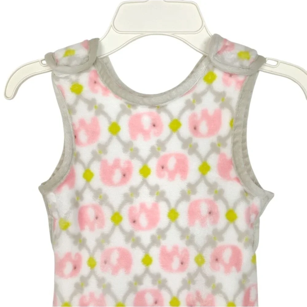 Blankets & Beyond Sleep Sack Fleece Elephants Pink and Green